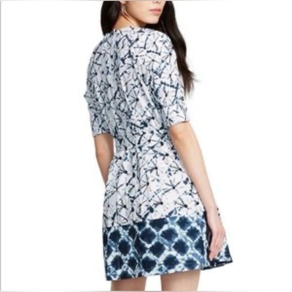 Thakoon x Target Shibori Print Elbow Sleeve Mini Blue White Shirtdress - XS - Picture 2 of 12